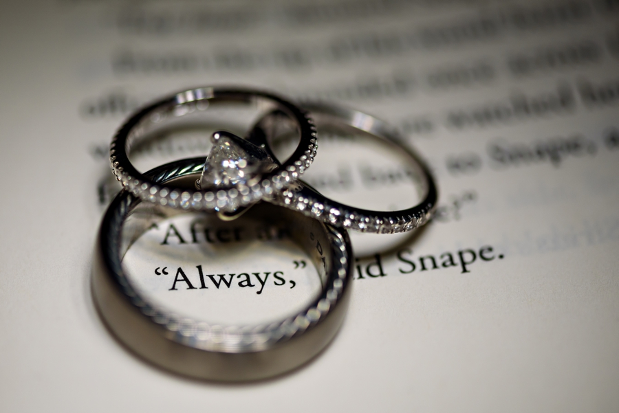 Wedding Rings circling the word Always from the book Harry Potter and the Deathly Hallows